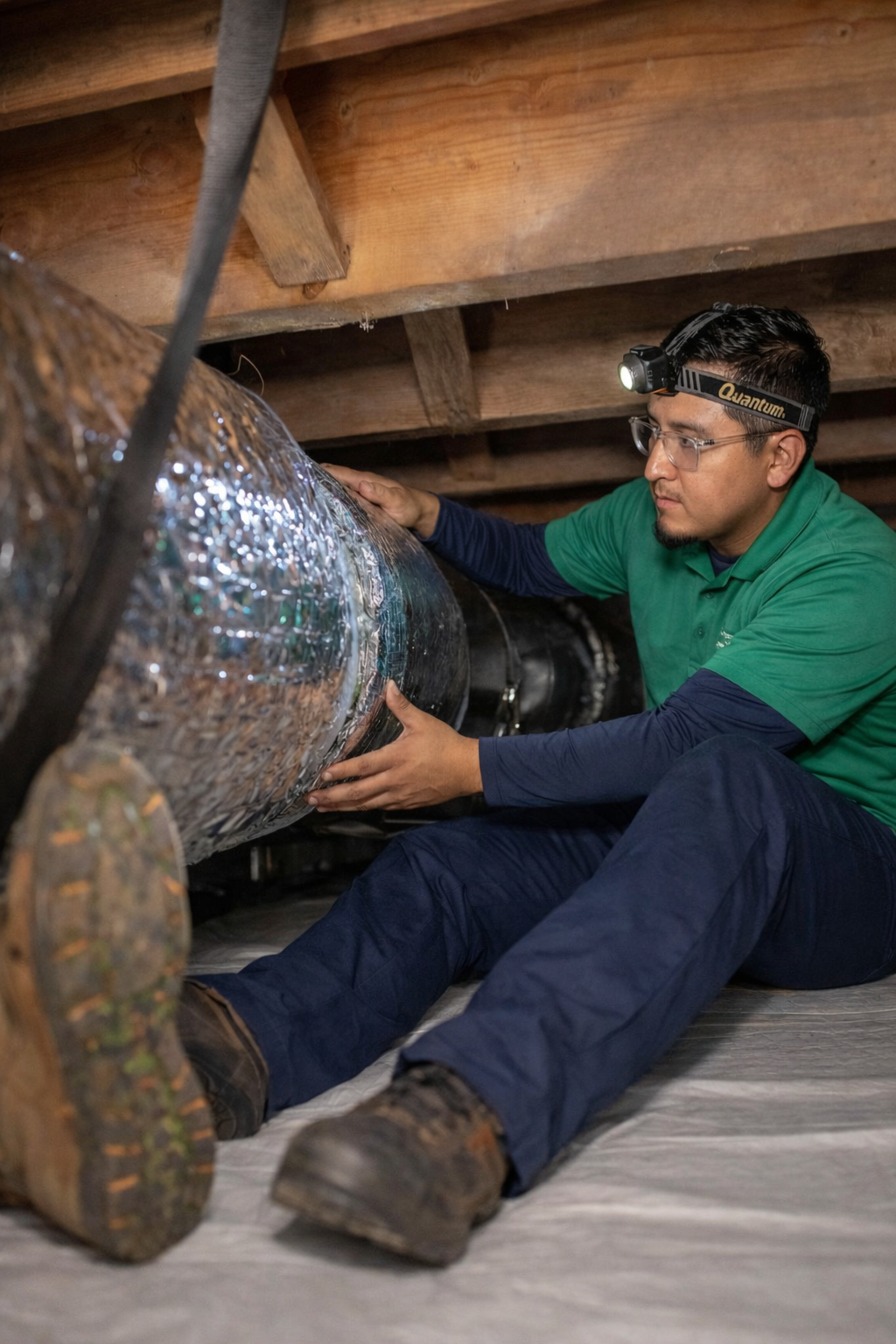 LEX Air Conditioning duct replacement technician installing new ductwork in DFW home